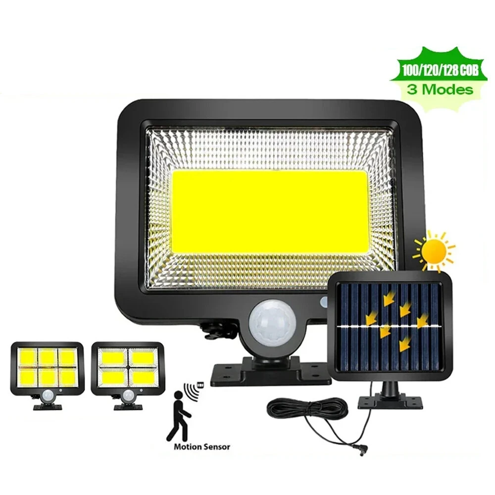 (image for) 100/120/128COB Solar Lights Outdoor Split Wall Lamp 3 Modes Waterproof Motion Sensor Street Light for Home Garden Landscape