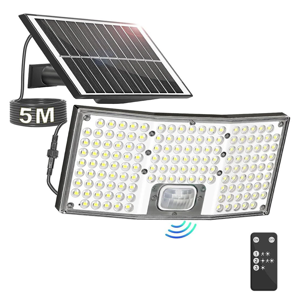(image for) 146LED Solar Flood Light with Motion Sensor Split Design 3 Modes Outdoor Security Lighting IP65 Waterproof Remote Control