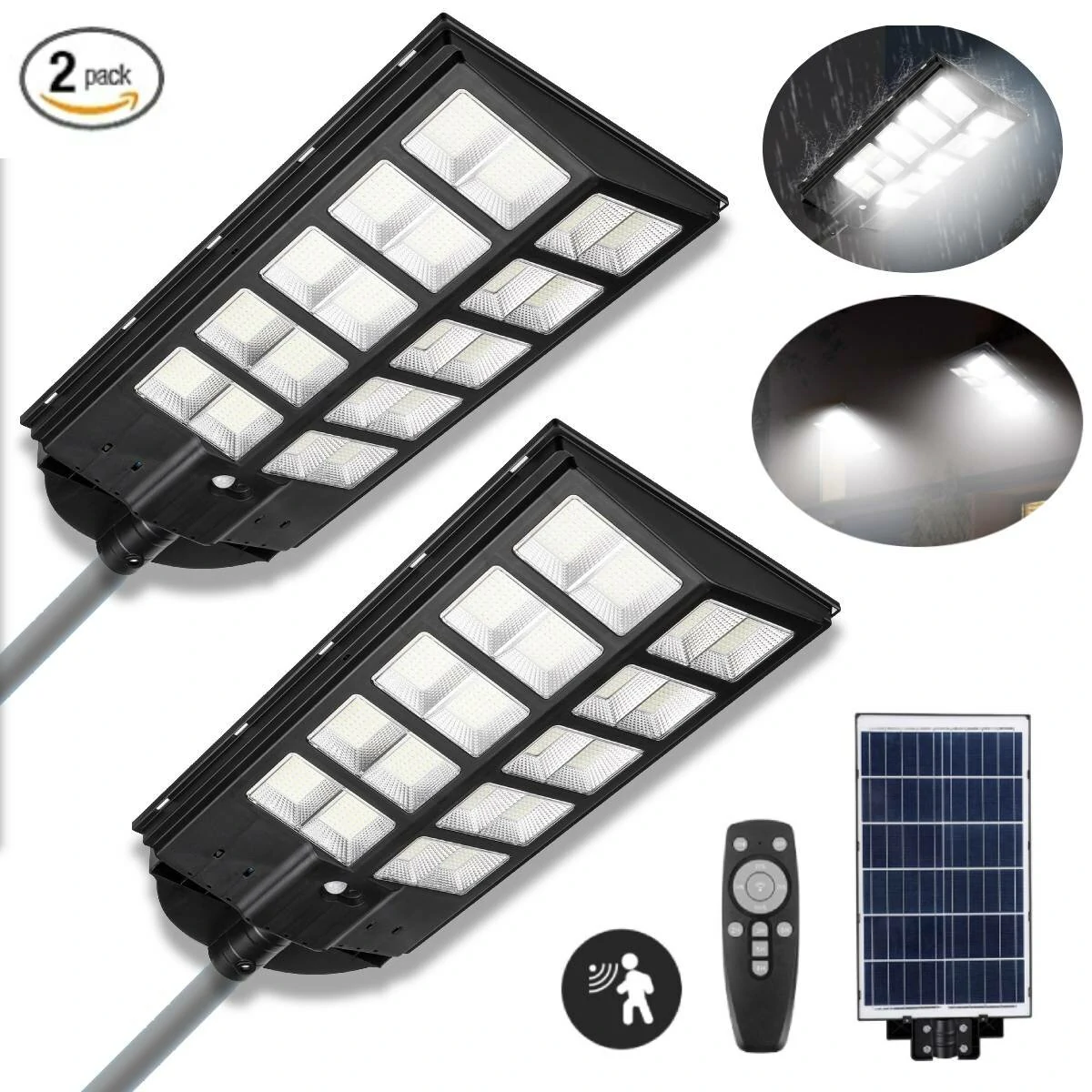 (image for) 2PCS LED Solar Wall Light Motion Sensor with Remote Control, 3 Modes Flood Lamp