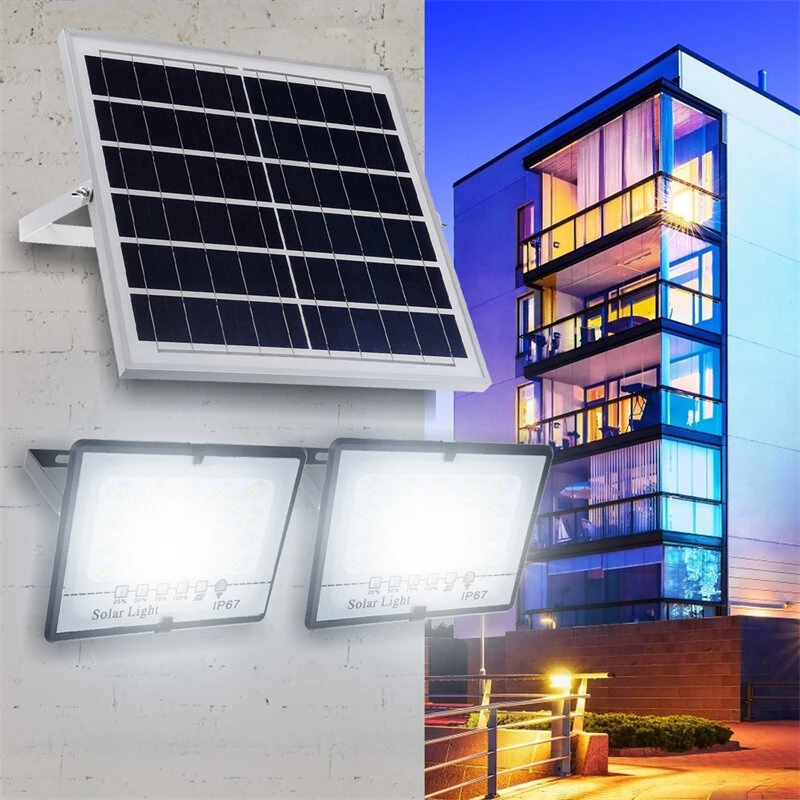 (image for) 77LED~410LED Solar Floodlight With Remote Controller Outdoor Garden Security Light