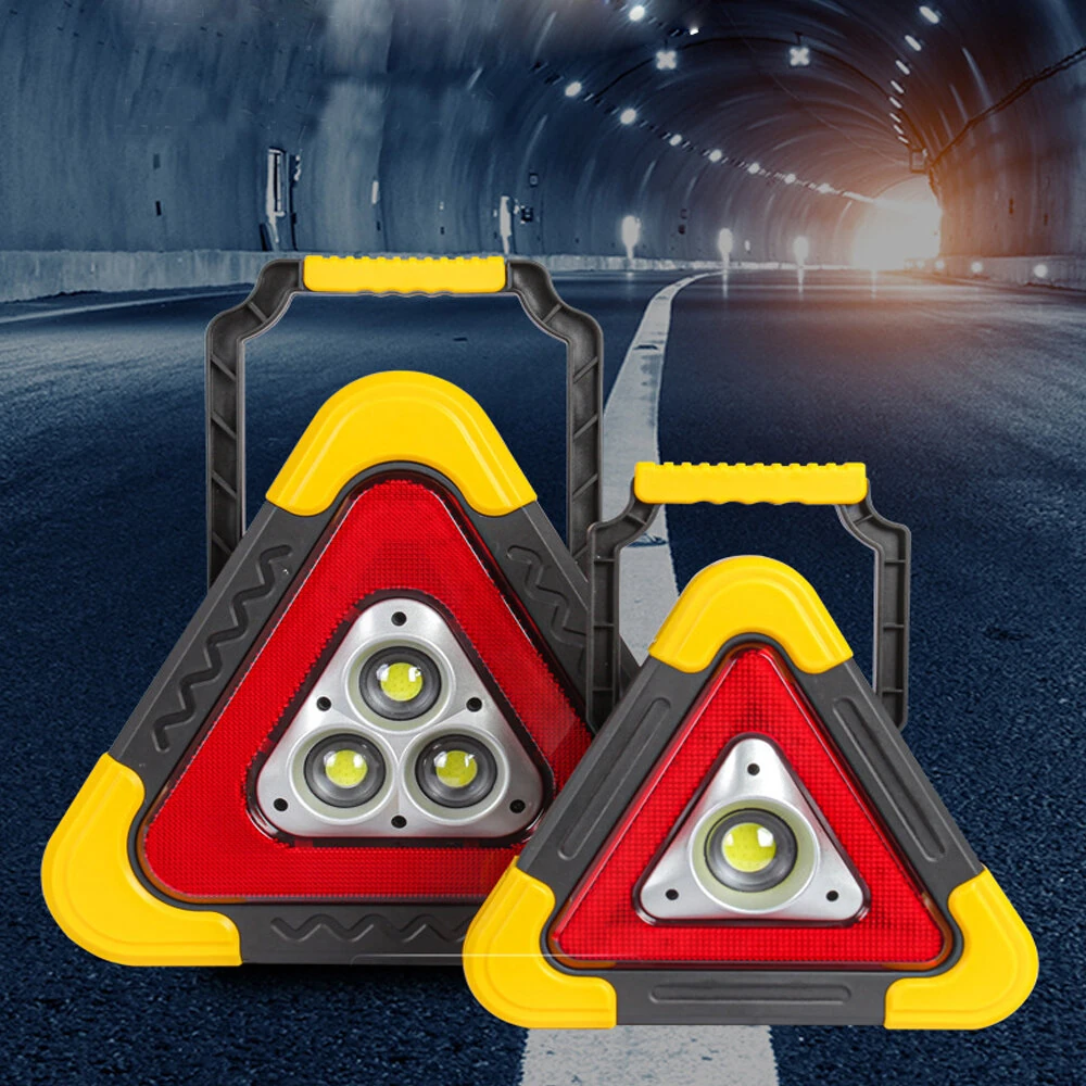 (image for) LED Triangle Warning Sign Night Light Warning Lamp Work Light Solar Powered Triangle Warning Sign Lamp With 4 Light Modes