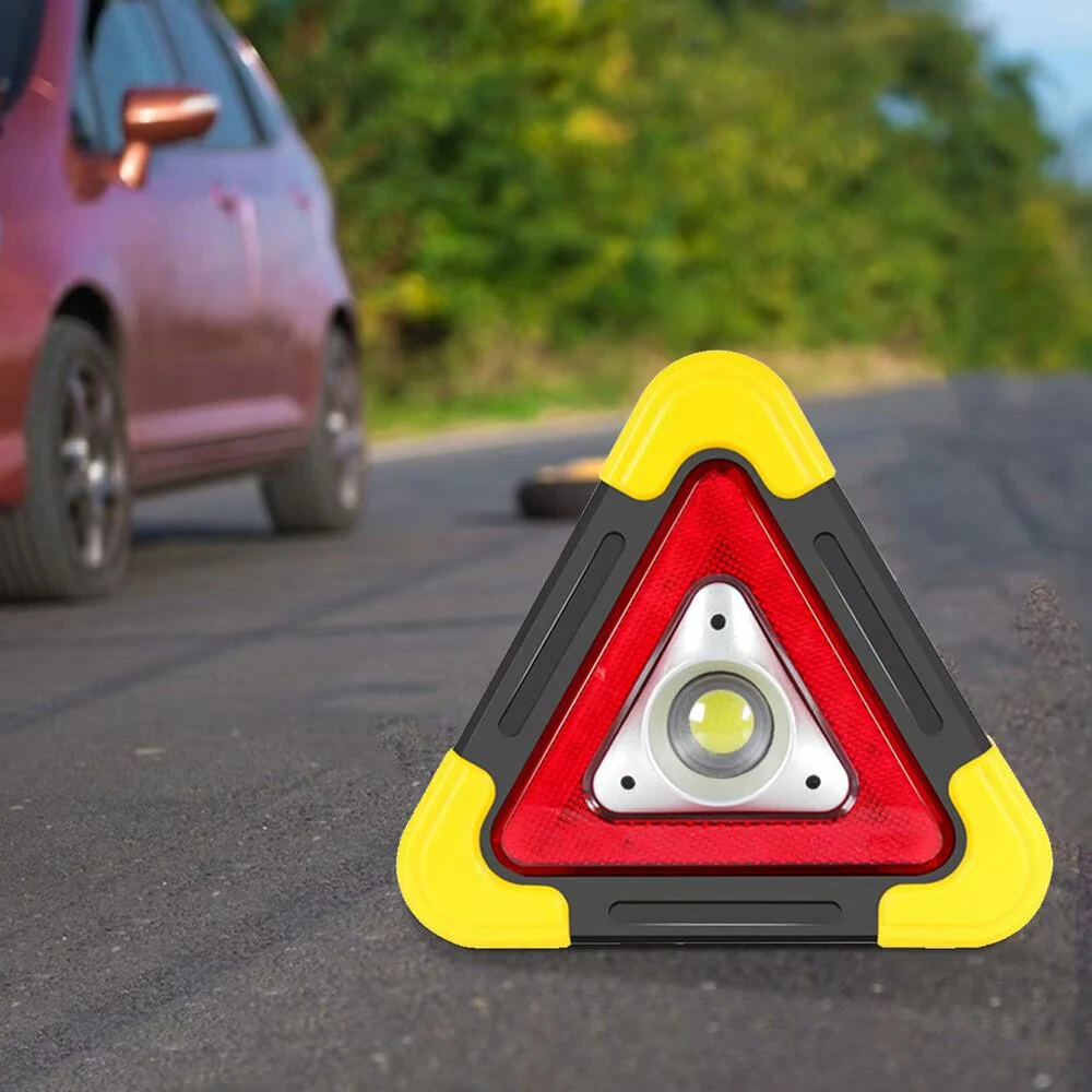 (image for) LED Triangle Warning Sign Night Light Warning Lamp Work Light Solar Powered Triangle Warning Sign Lamp With 4 Light Modes