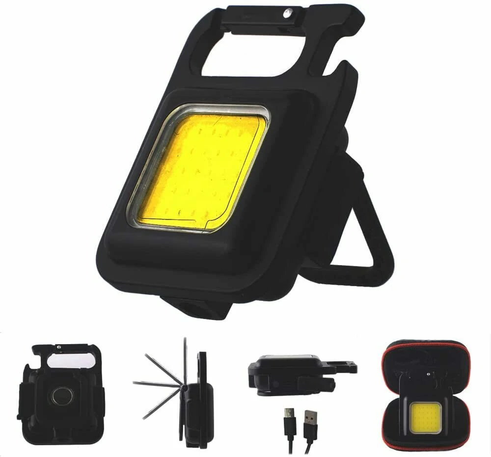 (image for) Mini Multi-functional Rechargeable Emergency Light Keychain LED Flashlight Portable Work Light Bottle Opener With Carabiner
