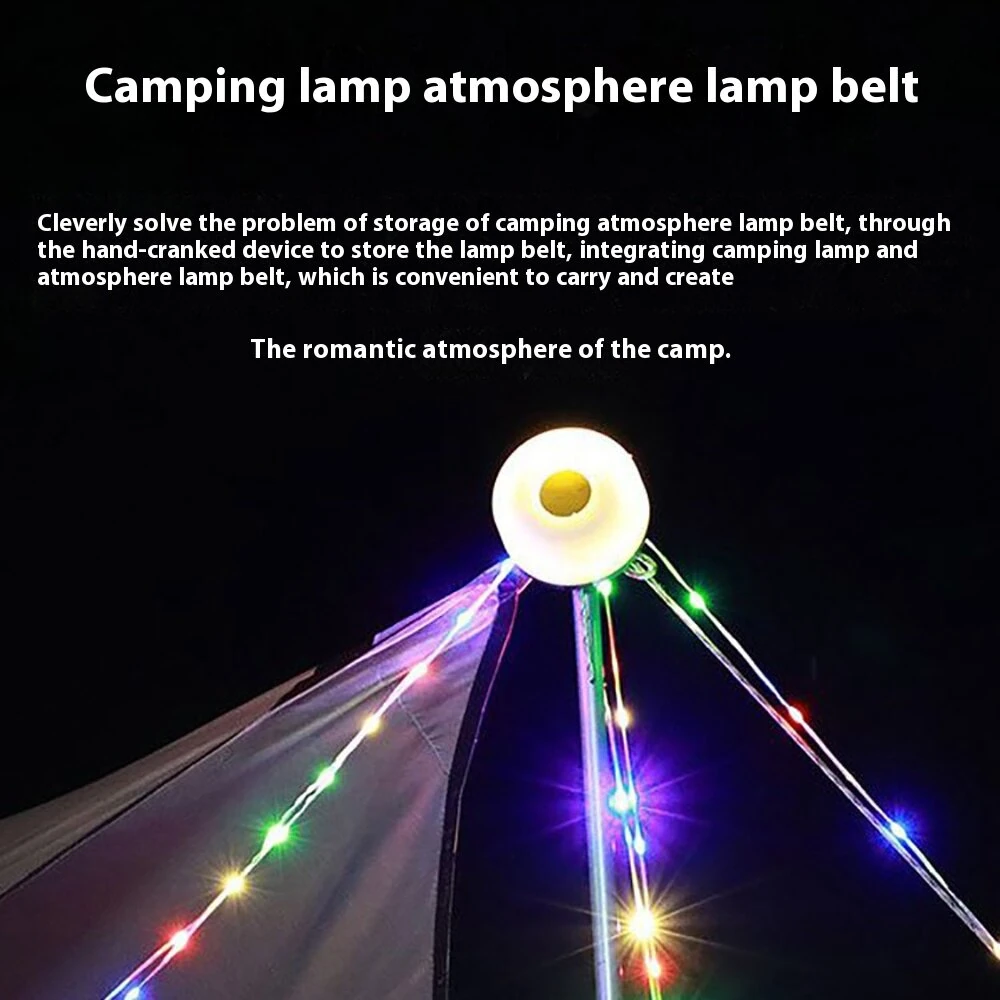 (image for) Portable USB Rechargeable Camping Lantern with Retractable 8m LED Strip 5 Modes IP67 Waterproof