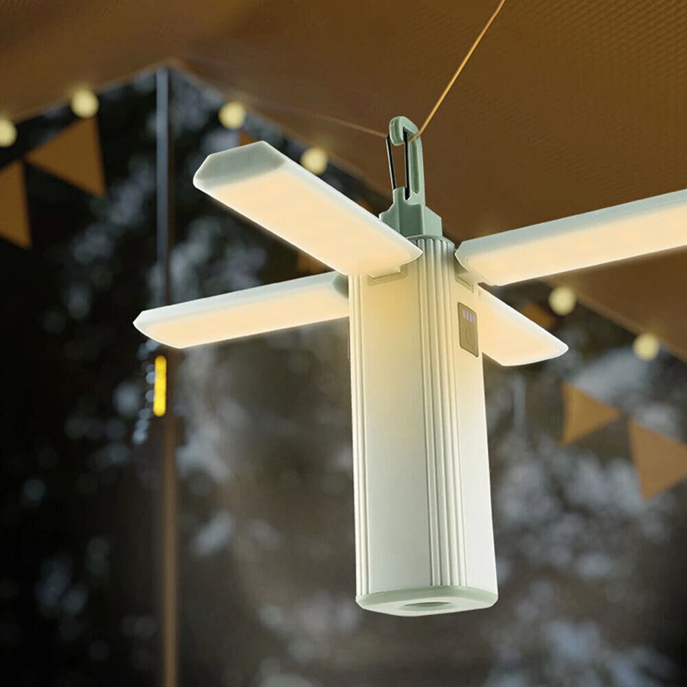 (image for) Rechargeable Four-Leaf Foldable Multifunctional Lamp Camping Lamp Portable Outdoor Emergency Lamp Power Bank