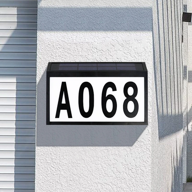 (image for) Solar Door Number Light Outdoor Wall-Mounted Ground Plug Road Sign Sensor Light LED House Number Address Indicator