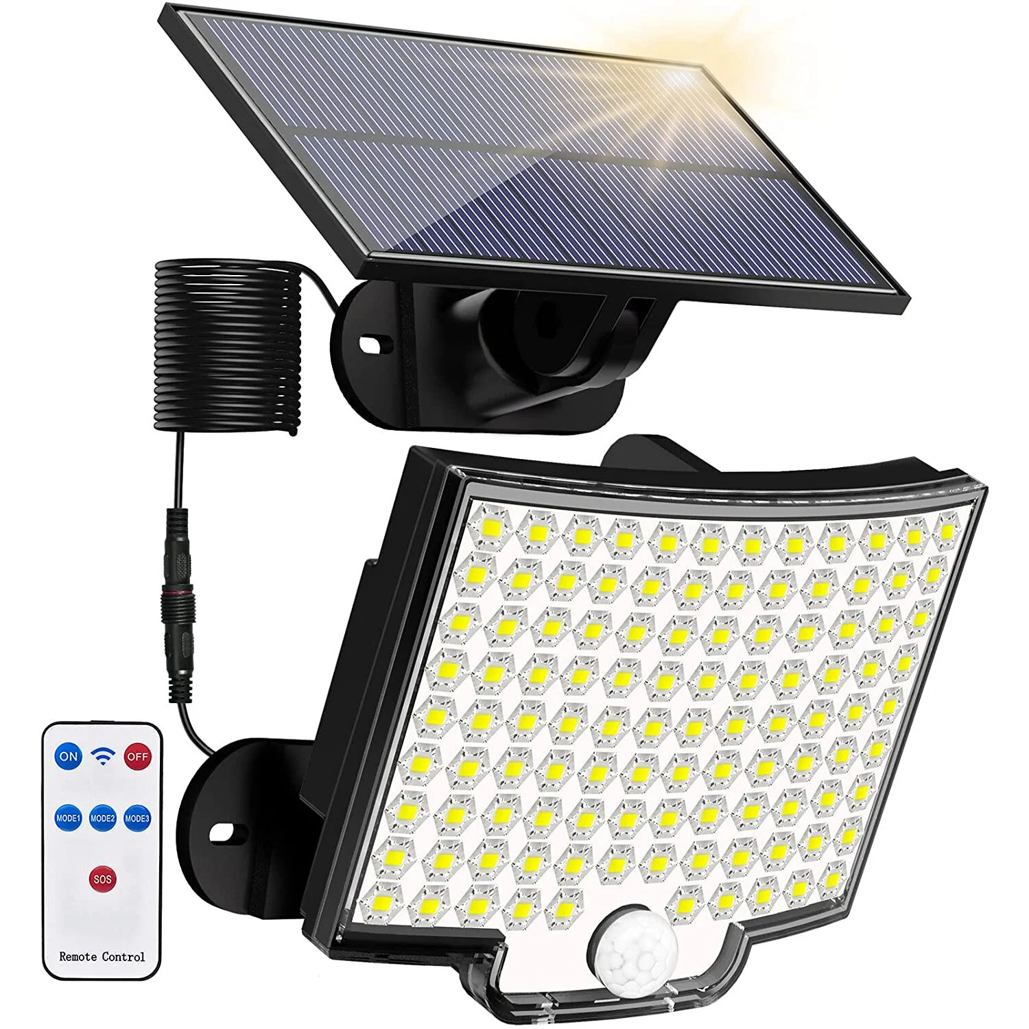 (image for) Solar Light Outdoor 106 LED Super Bright Motion Sensor Solar Strong Power LED Garden Wall Lamp IP65 Waterproof 4 Working Modes