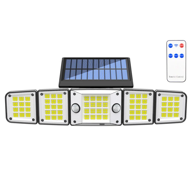 (image for) Solar Outdoor Lights Motion Sensor LED Flood Light 280LED 3500 Lumen 3 Modes Waterproof Solar Security Lights With Remote Control Exterior 5 Heads Wall Light