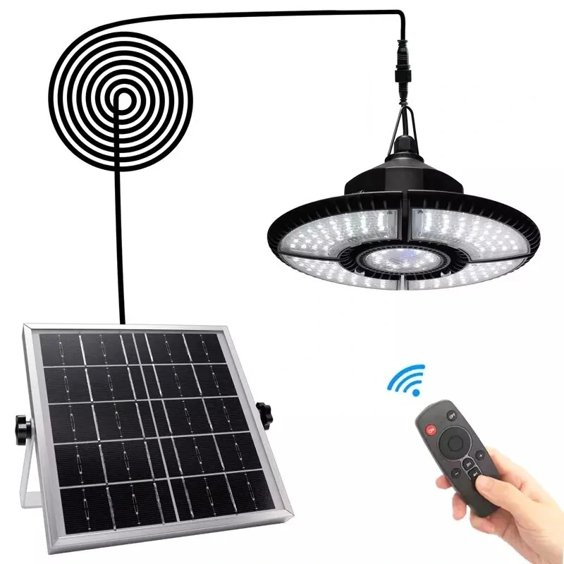 (image for) Solar Pendant Light Outdoor Indoor Split Remote Timing Dimmable Solar Lamp Foldable Sunlight Garage Garden Solar Shed Light