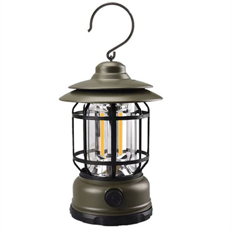 (image for) Vintage LED Camping Lantern COB Rechargeable Portable Waterproof Emergency Lantern Outdoor Tent Hiking Home Decor