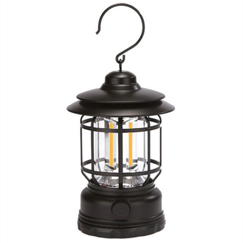 (image for) Vintage LED Camping Lantern COB Rechargeable Portable Waterproof Emergency Lantern Outdoor Tent Hiking Home Decor